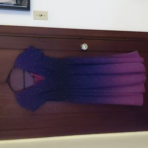 eShakti Galaxy Star Ombre Purple Short Sleeve Wayward Fantasy Dress Sz M/ 10
